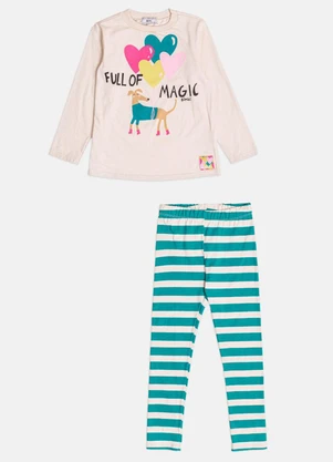 Bimbi - Conjunto Menina Manga Longa com Listras Rosa - BIMBI