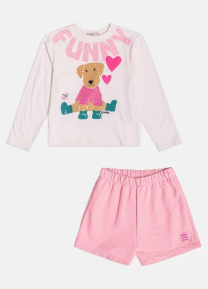 Bimbi - Conjunto Menina Manga Longa de Moletom Rosa - BIMBI
