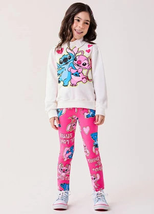 Bimbi - Conjunto Menina Moletom do Stitch Disney Rosa - BIMBI