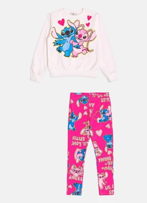 Bimbi - Conjunto Menina Moletom do Stitch Disney Rosa - BIMBI