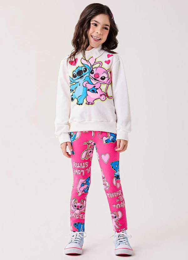Bimbi - Conjunto Menina Moletom do Stitch Disney Rosa