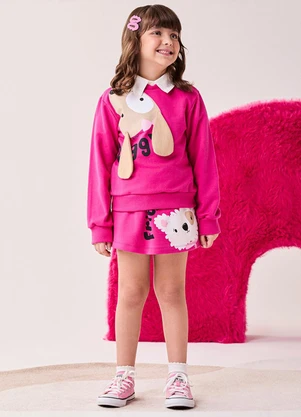 Bimbi - Conjunto Menina Rosa com Orelhinhas Rosa - BIMBI