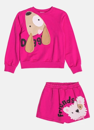Bimbi - Conjunto Menina Rosa com Orelhinhas Rosa - BIMBI