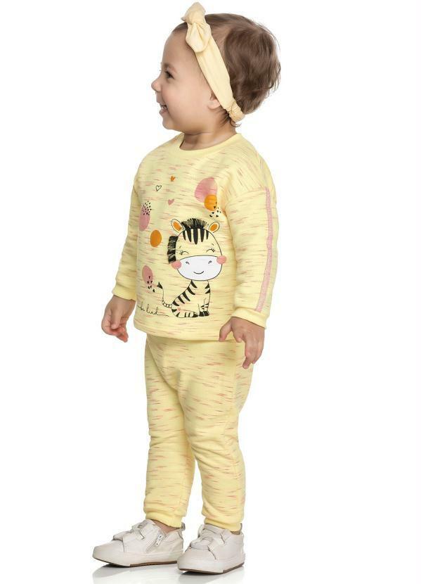 Elian - Conjunto Menina Zebrinha Seja Gentil Amarelo