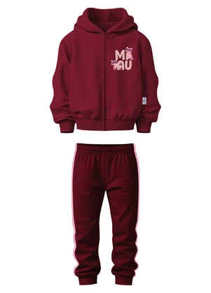 Malwee Kids - Conjunto Miau em Moletinho Bordô - MALWEE KIDS
