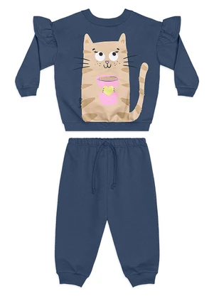 Quimby - Conjunto Miau Moletom Azul - QUIMBY