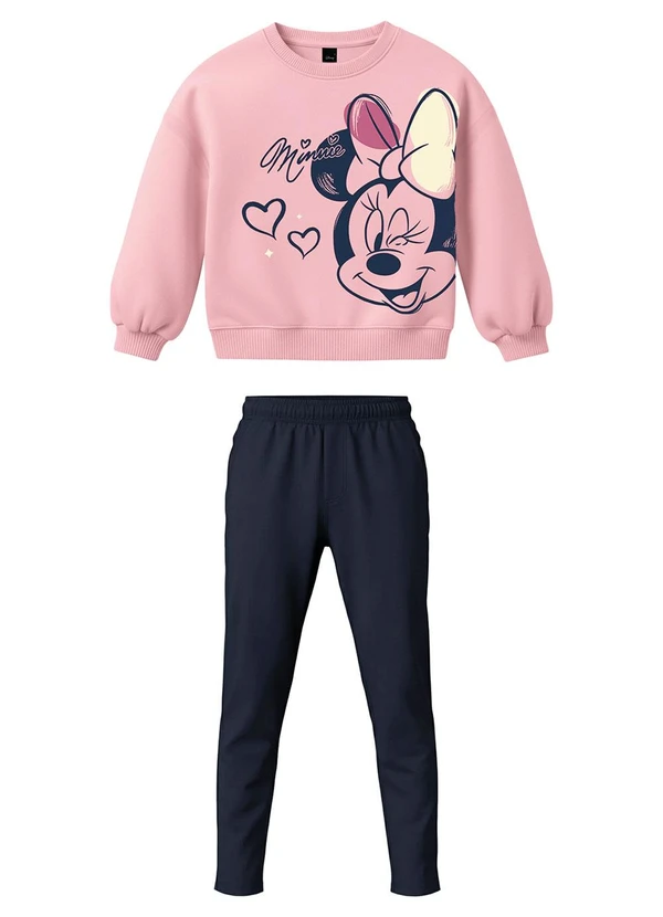 Malwee Kids - Conjunto Minnie Mouse® em Moletom Rosa Claro