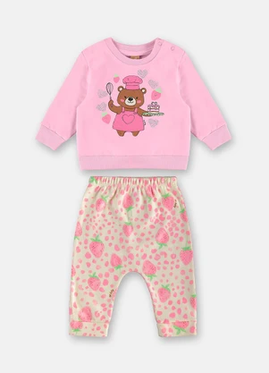Up Baby - Conjunto Molecotton Calça Peluciada Rosa - UP BABY