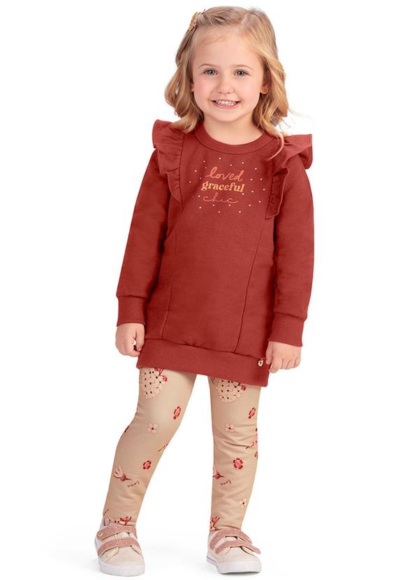Alenice - Conjunto Moletom Babado Menina Marrom