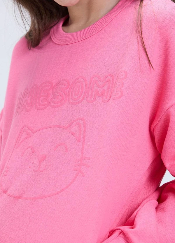 Vida Costeira - Conjunto Moletom Cropped Gatinho com Saia Pink 3