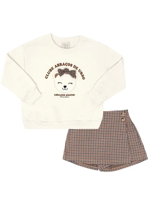 Pulla Bulla - Conjunto Moletom e Jacquard Fio Tinto Bege - PULLA BULLA