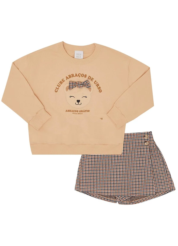 Pulla Bulla - Conjunto Moletom e Jacquard Fio Tinto Bege