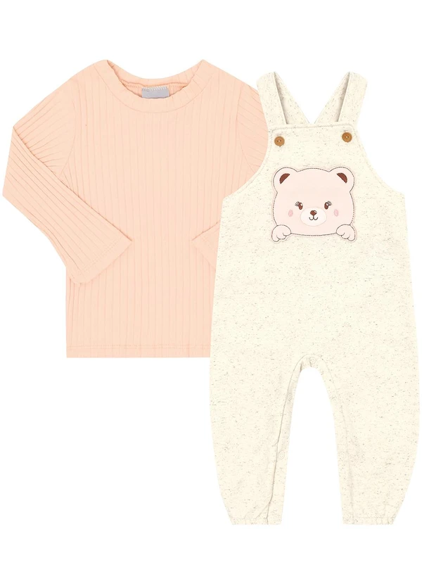Pulla Bulla - Conjunto Moletom e Malha Canelada Bege