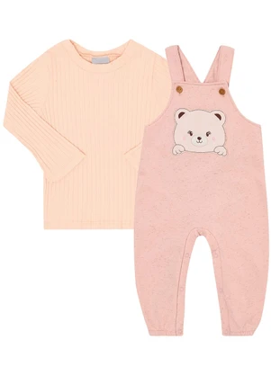 Pulla Bulla - Conjunto Moletom e Malha Canelada Rosa - PULLA BULLA