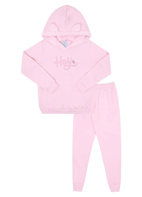 Pulla Bulla - Conjunto Moletom e Pelo Rosa