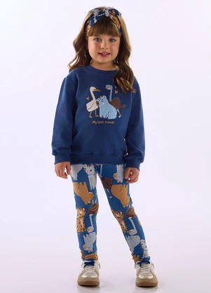 Up Baby - Conjunto Moletom Felpado Estampa Azul - UP BABY