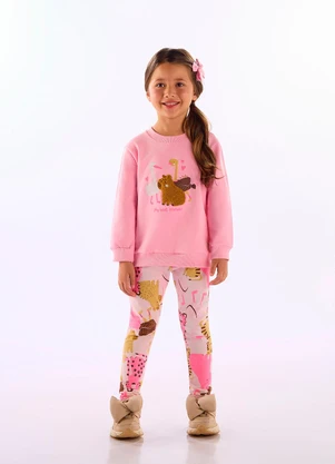 Up Baby - Conjunto Moletom Felpado Estampa Rosa - UP BABY