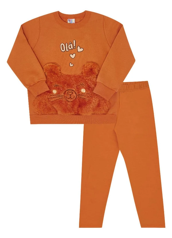 Pulla Bulla - Conjunto Moletom Menina Laranja