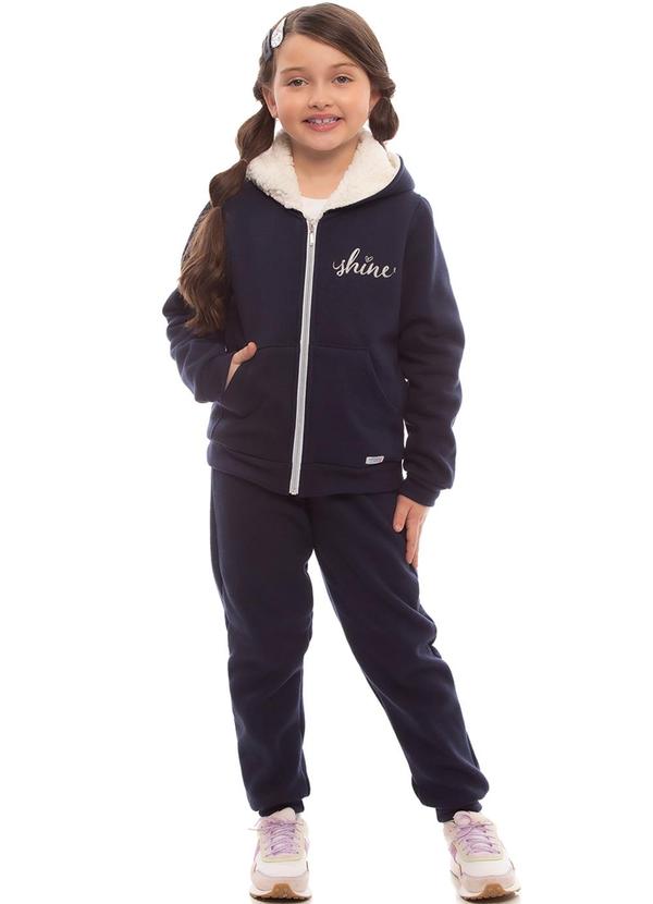 Soft Bonni - Conjunto Moletom Forrado Pelo Alpaca Azul