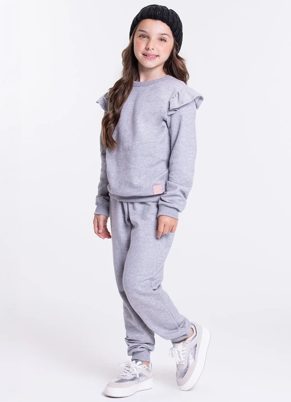 Vida Costeira - Conjunto Moletom Infantil Babadinho Mescla