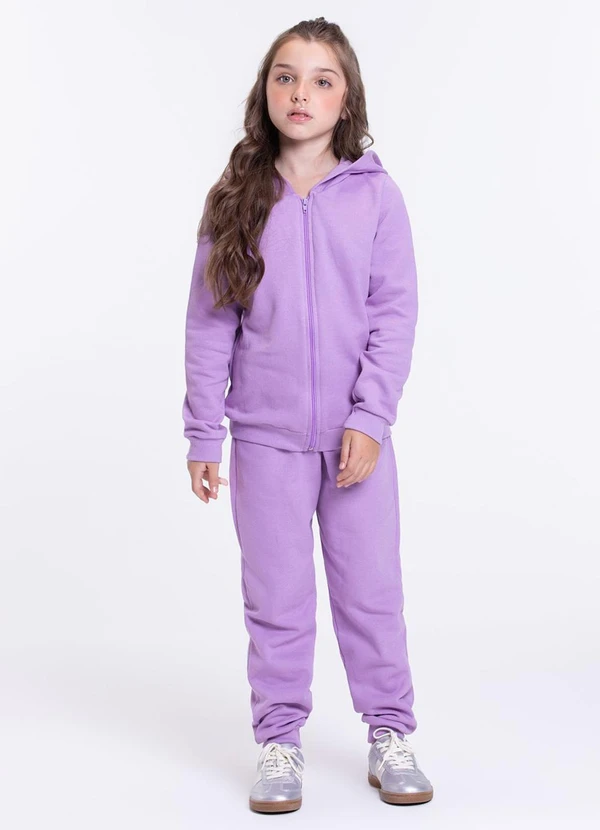 Vida Costeira - Conjunto Moletom Infantil Capuz e Zíper Roxo