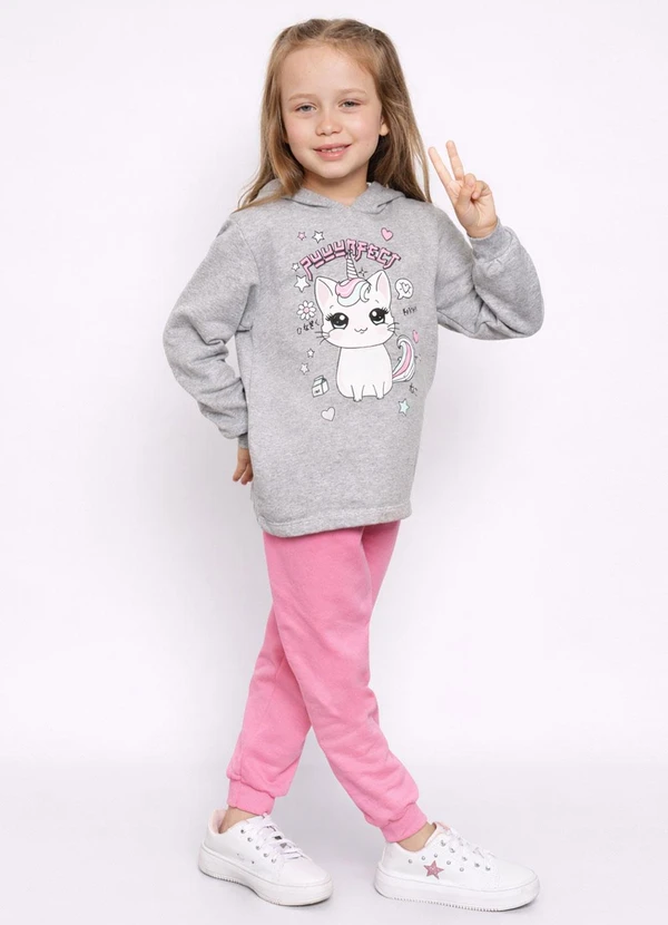 Torra - Conjunto Moletom Infantil Estampa Unicórnio Cinza
