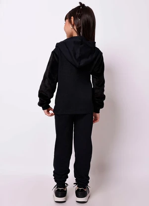 Torra - Conjunto Moletom Infantil Mangas Sherpa Preto - TORRA