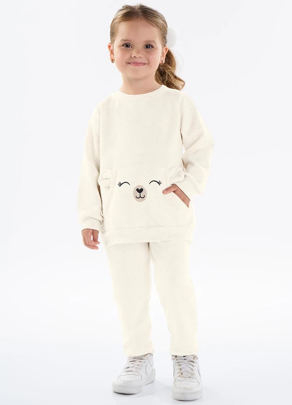 Pulla Bulla - Conjunto Moletom Linho Bege