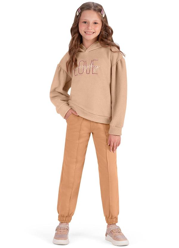 Alenice - Conjunto Moletom Love Menina Bege