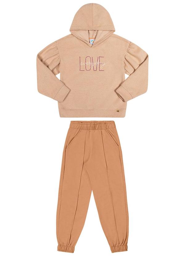Alenice - Conjunto Moletom Love Menina Bege 2