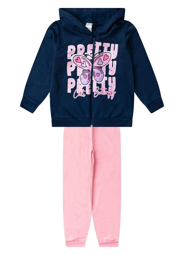 Select - Conjunto Moletom Menina Jaqueta e Calça Azul