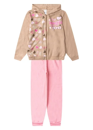 Select - Conjunto Moletom Menina Jaqueta e Calça Bege - SELECT