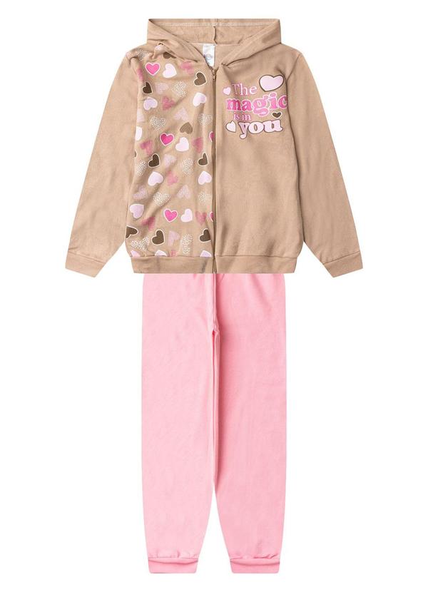 Select - Conjunto Moletom Menina Jaqueta e Calça Bege