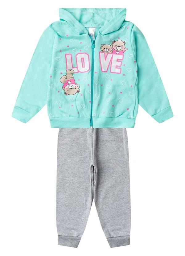 Select - Conjunto Moletom Menina Jaqueta e Calça Verde