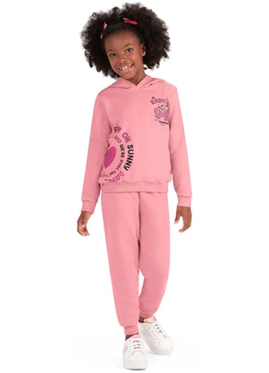 Outlet - Conjunto Moletom Radical Menina Rosa  - OUTLET