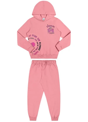 Outlet - Conjunto Moletom Radical Menina Rosa  - OUTLET