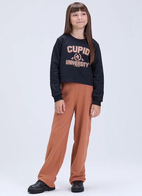 Vida Costeira - Conjunto Moletom Wide Leg University Preto 1