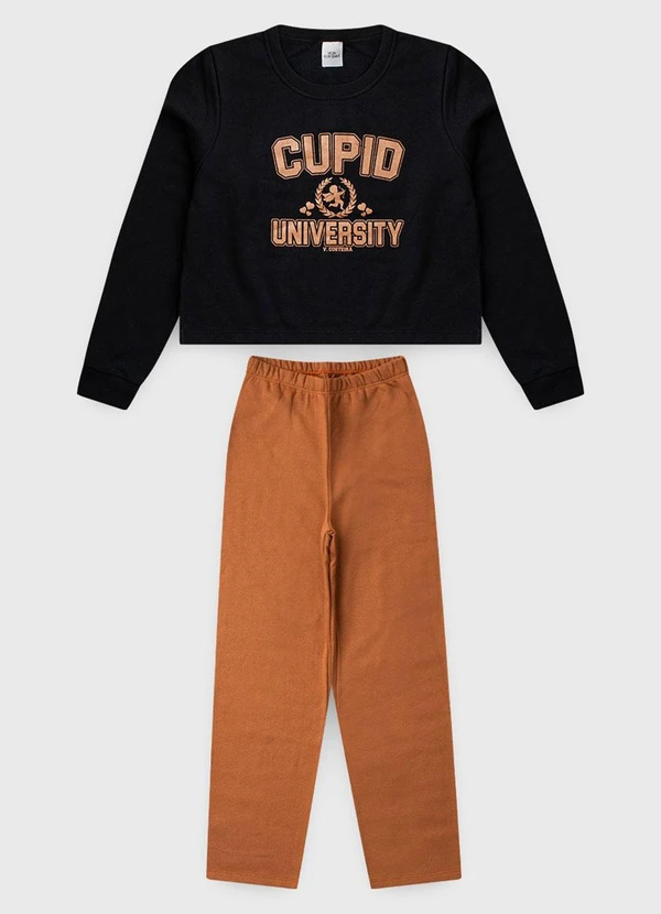 Vida Costeira - Conjunto Moletom Wide Leg University Preto 4