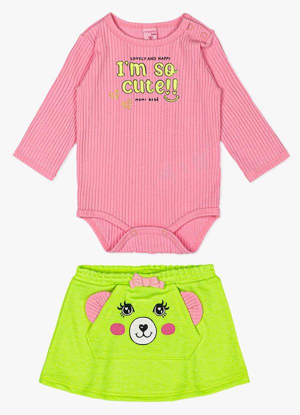 Momi - Conjunto Neon de Ursinho Rosa