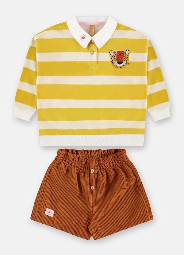 Três e Já - Conjunto Onça Infantil Amarelo 3
