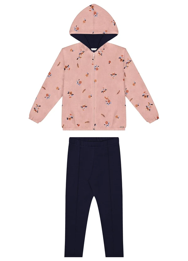 Alakazoo - Conjunto para com Calça e Jaqueta Estampada Salmão