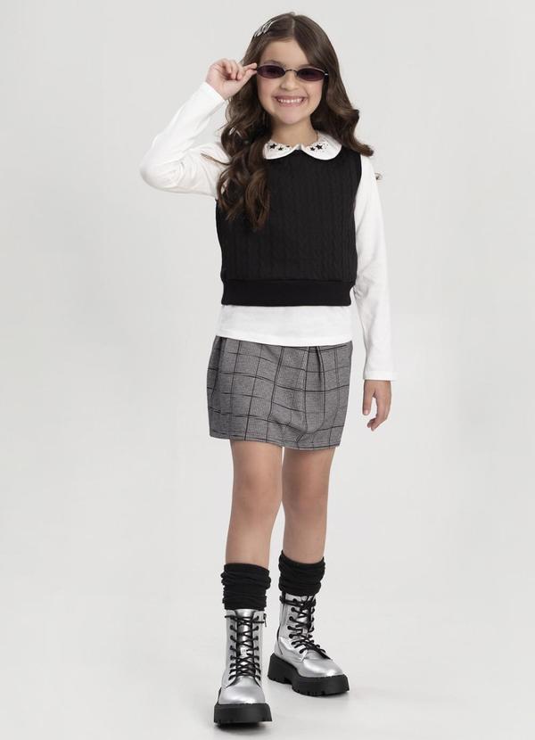 Alakazoo - Conjunto para com Colete e Shorts Saia Preto