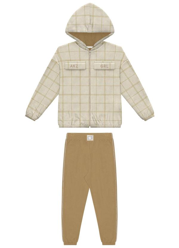 Alakazoo - Conjunto para com Jaqueta Estampada e Calça Bege