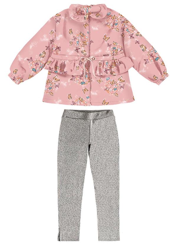 Kiki - Conjunto Parka e Calca Infantil Feminino Rosa