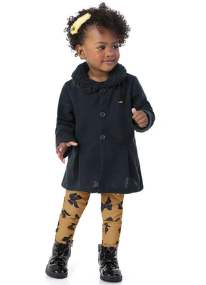 Marlan - Conjunto Parka Tricot e Legging Molecotton Preto - MARLAN