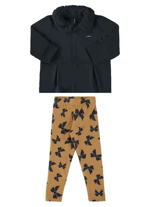 Marlan - Conjunto Parka Tricot e Legging Molecotton Preto - MARLAN