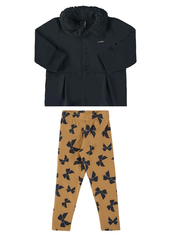 Marlan - Conjunto Parka Tricot e Legging Molecotton Preto 2