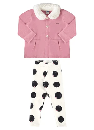 Marlan - Conjunto Parka Tricot e Legging Molecotton Rosa - MARLAN