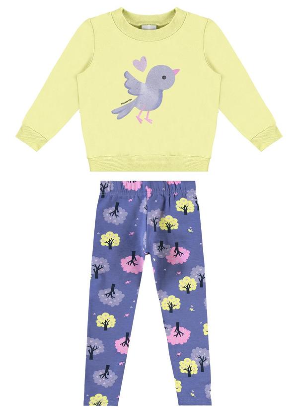 Malwee Kids - Conjunto Passarinho em Moletom Amarelo