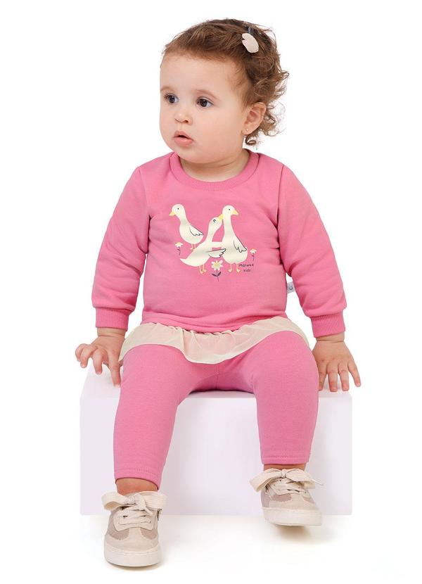 Malwee Kids - Conjunto Patinhos em MoletomRosa